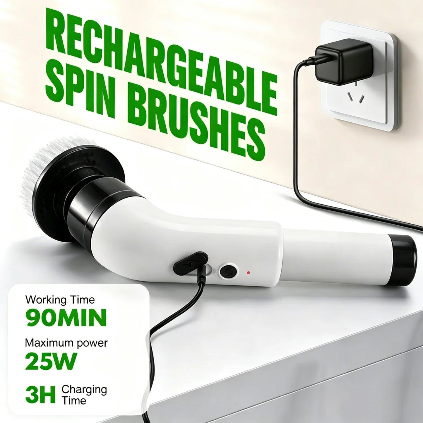 Electric Spin Scrubber Cordless - 500RPM Power Spin Scrubber for Bathroom, Shower & Tile Cleaning with 9 Brush Heads, Rechargeable - Grout, Floor, Sink Cleaner
