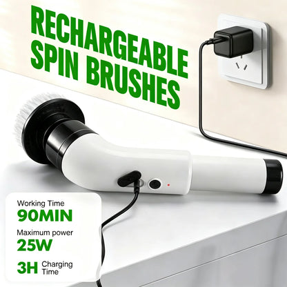 Electric Spin Scrubber Cordless - 500RPM Power Spin Scrubber for Bathroom, Shower & Tile Cleaning with 9 Brush Heads, Rechargeable - Grout, Floor, Sink Cleaner