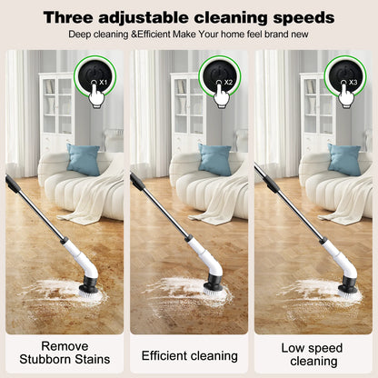 Electric Spin Scrubber Cordless - 500RPM Power Spin Scrubber for Bathroom, Shower & Tile Cleaning with 9 Brush Heads, Rechargeable - Grout, Floor, Sink Cleaner