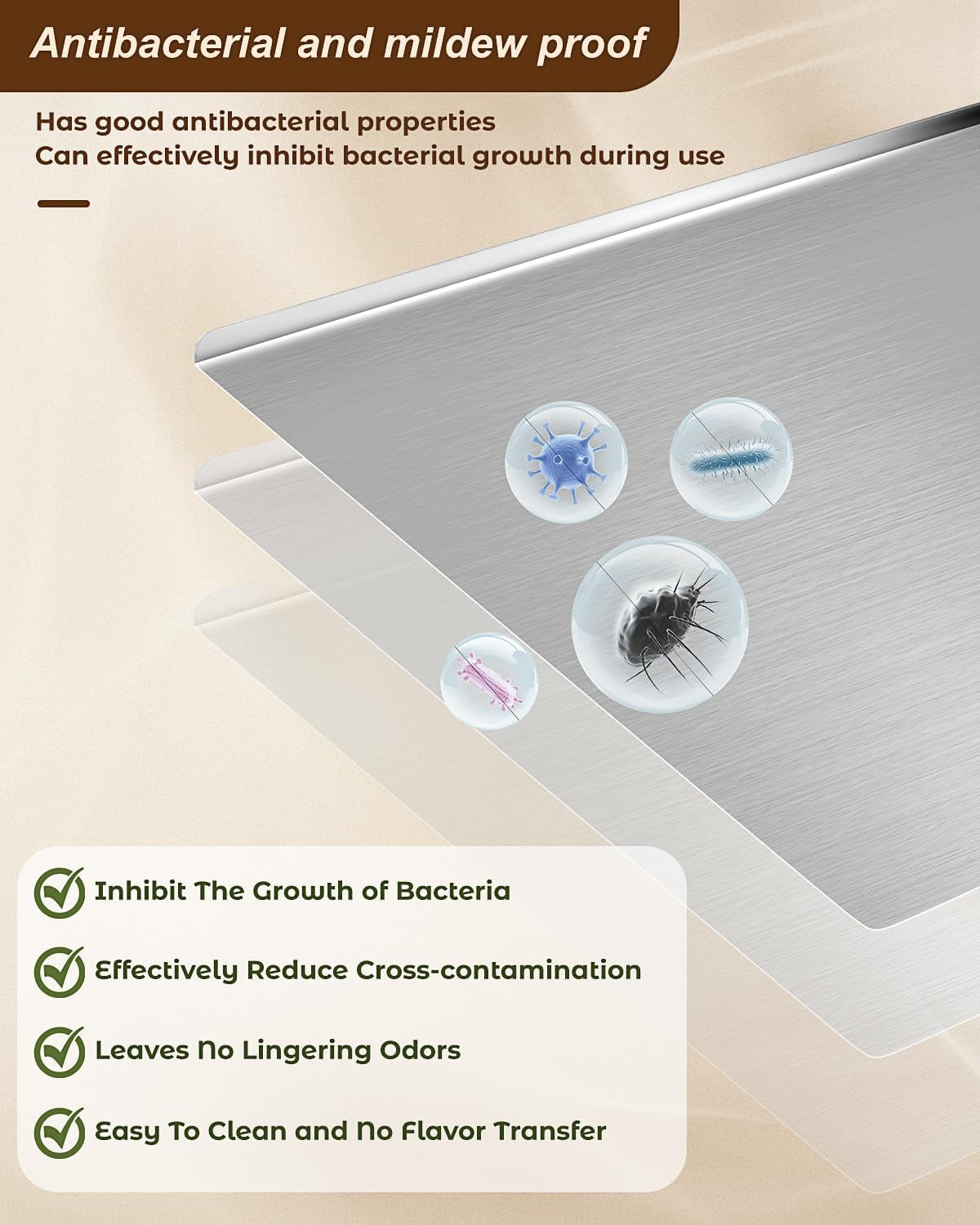304 Stainless Steel Cutting Board for Kitchen Countertop | Chopping Board Kitchen, Scratch Resistant and Easy to Clean, Cutting Boards for Meat, Fruit, Baking and Vegetable