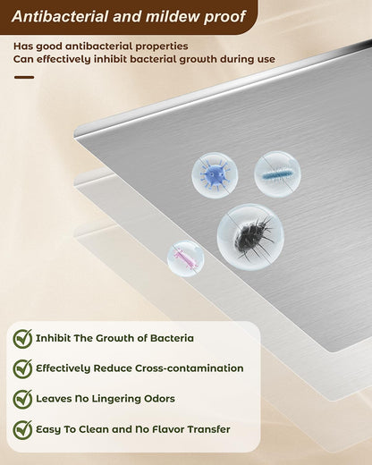 304 Stainless Steel Cutting Board for Kitchen Countertop | Chopping Board Kitchen, Scratch Resistant and Easy to Clean, Cutting Boards for Meat, Fruit, Baking and Vegetable