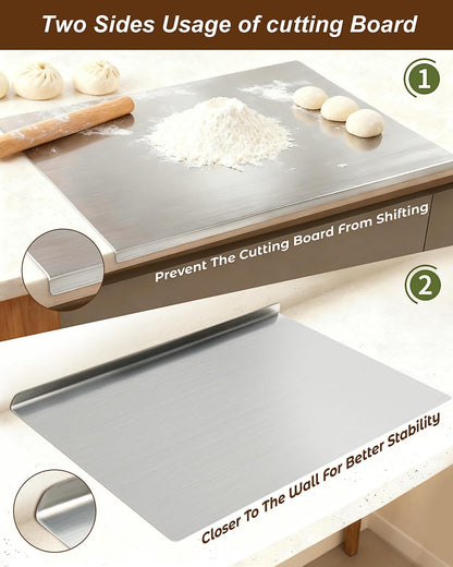 304 Stainless Steel Cutting Board for Kitchen Countertop | Chopping Board Kitchen, Scratch Resistant and Easy to Clean, Cutting Boards for Meat, Fruit, Baking and Vegetable