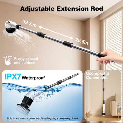 Electric Spin Scrubber Cordless - 500RPM Power Spin Scrubber for Bathroom, Shower & Tile Cleaning with 9 Brush Heads, Rechargeable - Grout, Floor, Sink Cleaner