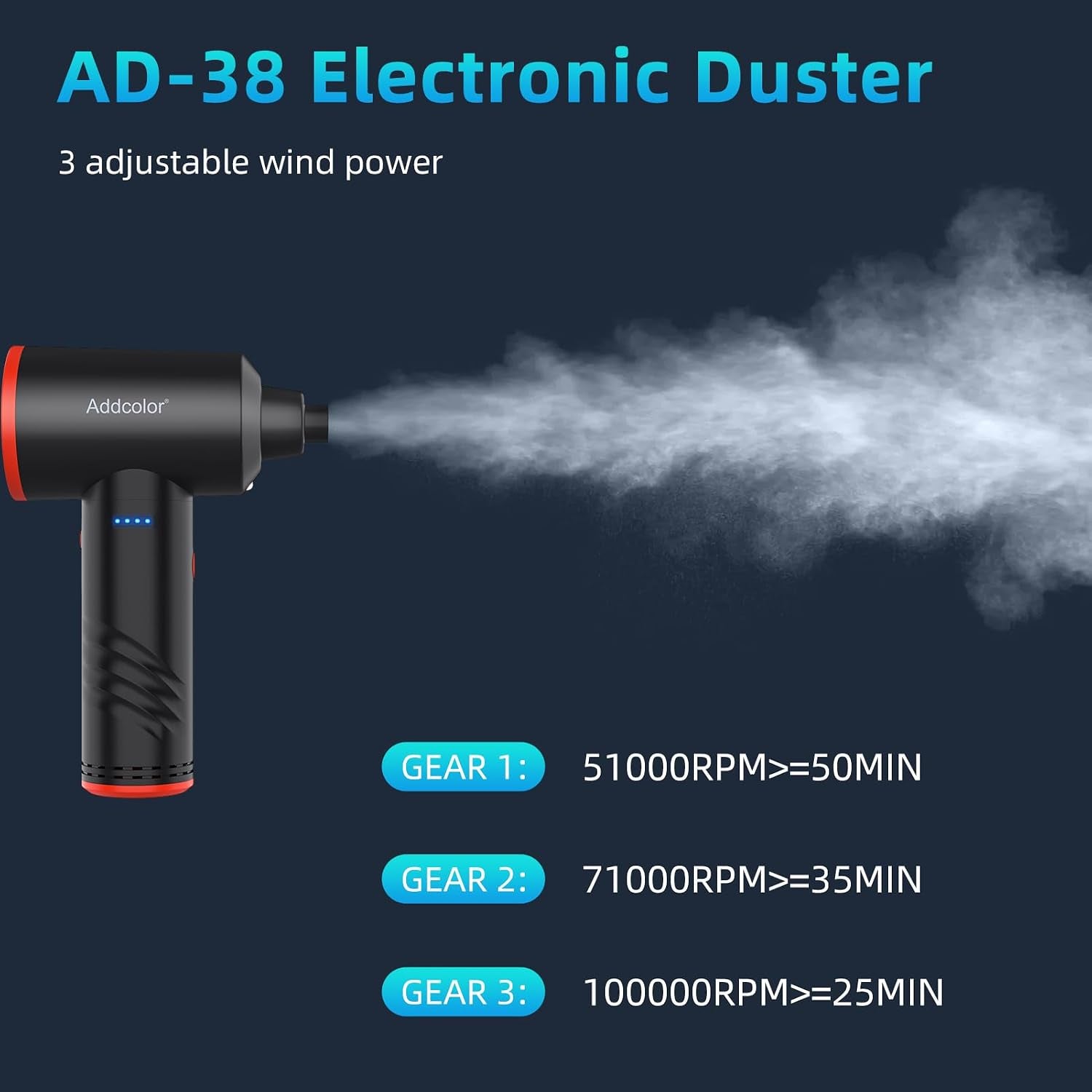 Compressed Air Duster 6000Mah Battery - Electric Air Duster | Keyboard Cleaner 3 Adjustable Wind Speeds with LED, Dust Removing Installations for Cleaning Purposes