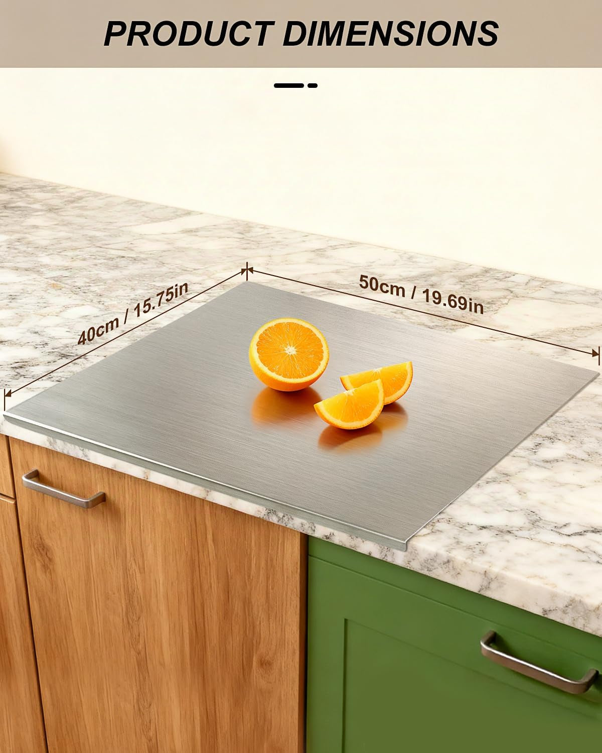 304 Stainless Steel Cutting Board for Kitchen Countertop | Chopping Board Kitchen, Scratch Resistant and Easy to Clean, Cutting Boards for Meat, Fruit, Baking and Vegetable