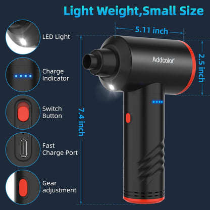 Compressed Air Duster 6000Mah Battery - Electric Air Duster | Keyboard Cleaner 3 Adjustable Wind Speeds with LED, Dust Removing Installations for Cleaning Purposes
