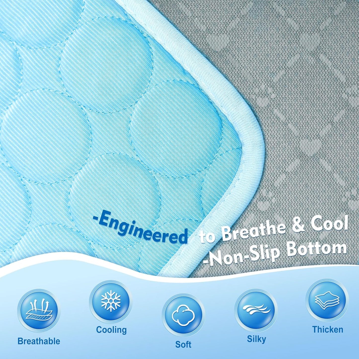 Dog Cooling Mat,Upgraded Arc-Chill Non-Slip Cool Pad | Cooling Mat for Dogs Q-Max 0.4 Breathable Washable,Foldable,Suit for Indoor Outdoor Summer Use for Cats Dogs