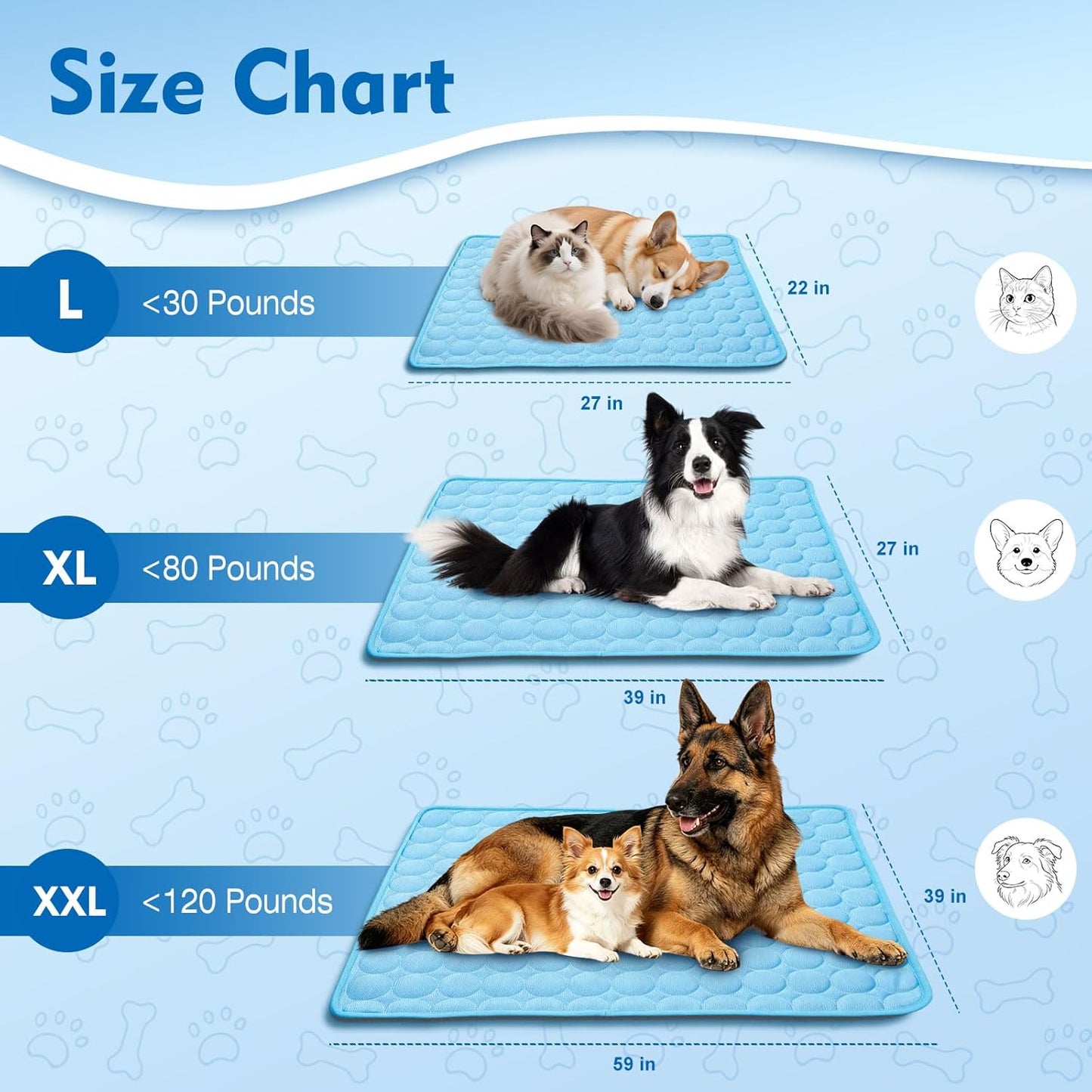 Dog Cooling Mat,Upgraded Arc-Chill Non-Slip Cool Pad | Cooling Mat for Dogs Q-Max 0.4 Breathable Washable,Foldable,Suit for Indoor Outdoor Summer Use for Cats Dogs