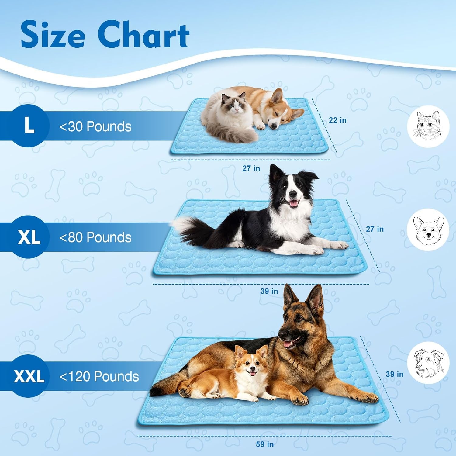 Dog Cooling Mat,Upgraded Arc-Chill Non-Slip Cool Pad | Cooling Mat for Dogs Q-Max 0.4 Breathable Washable,Foldable,Suit for Indoor Outdoor Summer Use for Cats Dogs