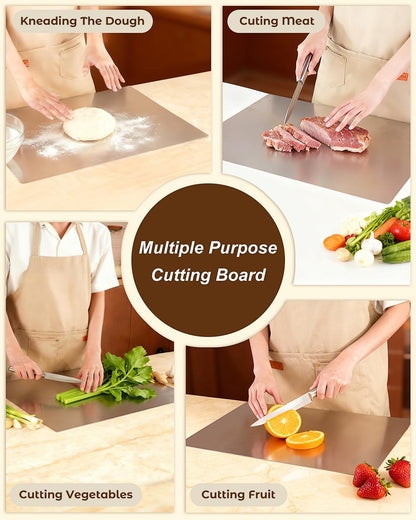 304 Stainless Steel Cutting Board for Kitchen Countertop | Chopping Board Kitchen, Scratch Resistant and Easy to Clean, Cutting Boards for Meat, Fruit, Baking and Vegetable