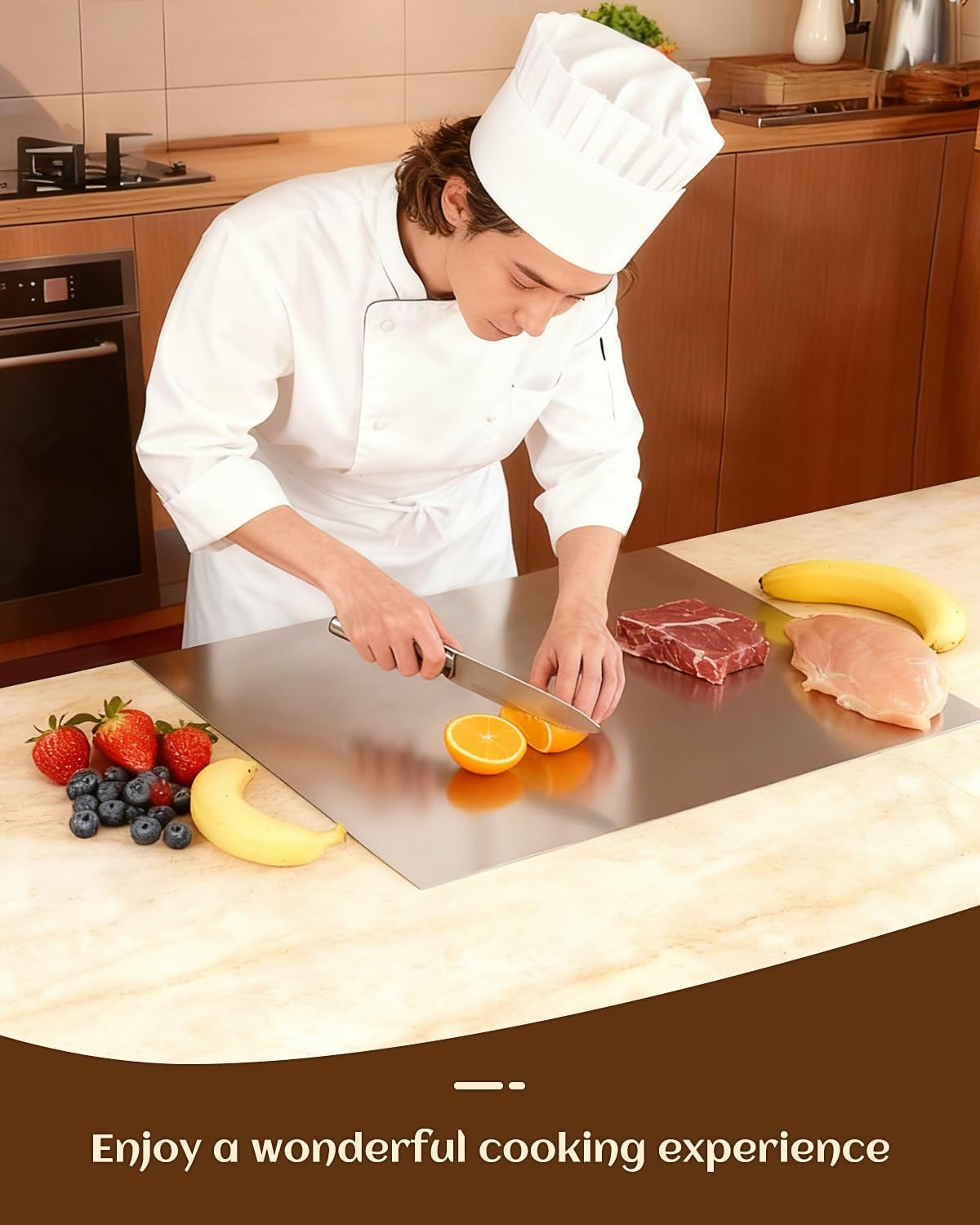 304 Stainless Steel Cutting Board for Kitchen Countertop | Chopping Board Kitchen, Scratch Resistant and Easy to Clean, Cutting Boards for Meat, Fruit, Baking and Vegetable