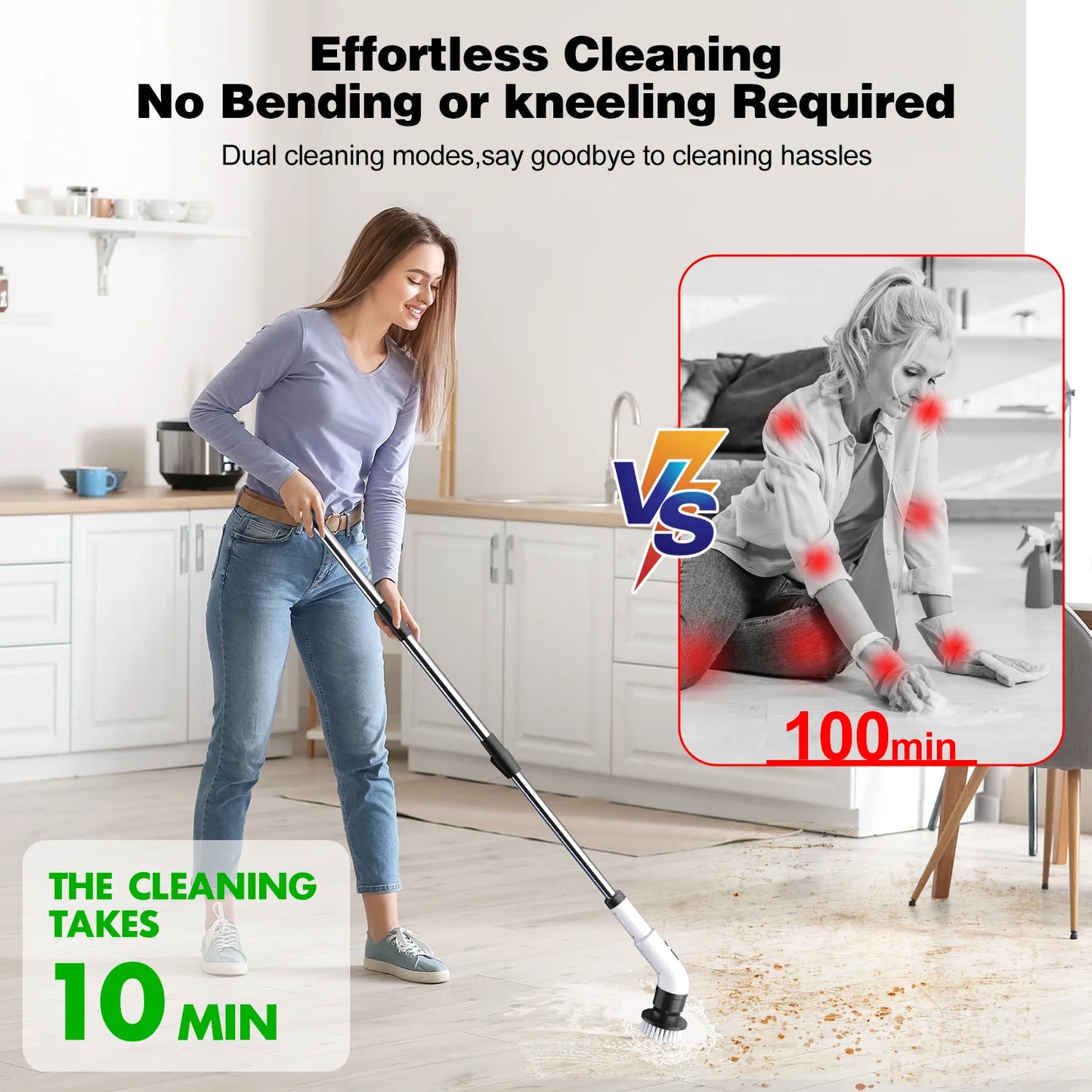 Electric Spin Scrubber Cordless - 500RPM Power Spin Scrubber for Bathroom, Shower & Tile Cleaning with 9 Brush Heads, Rechargeable - Grout, Floor, Sink Cleaner