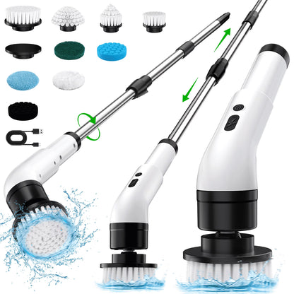 Electric Spin Scrubber Cordless - 500RPM Power Spin Scrubber for Bathroom, Shower & Tile Cleaning with 9 Brush Heads, Rechargeable - Grout, Floor, Sink Cleaner