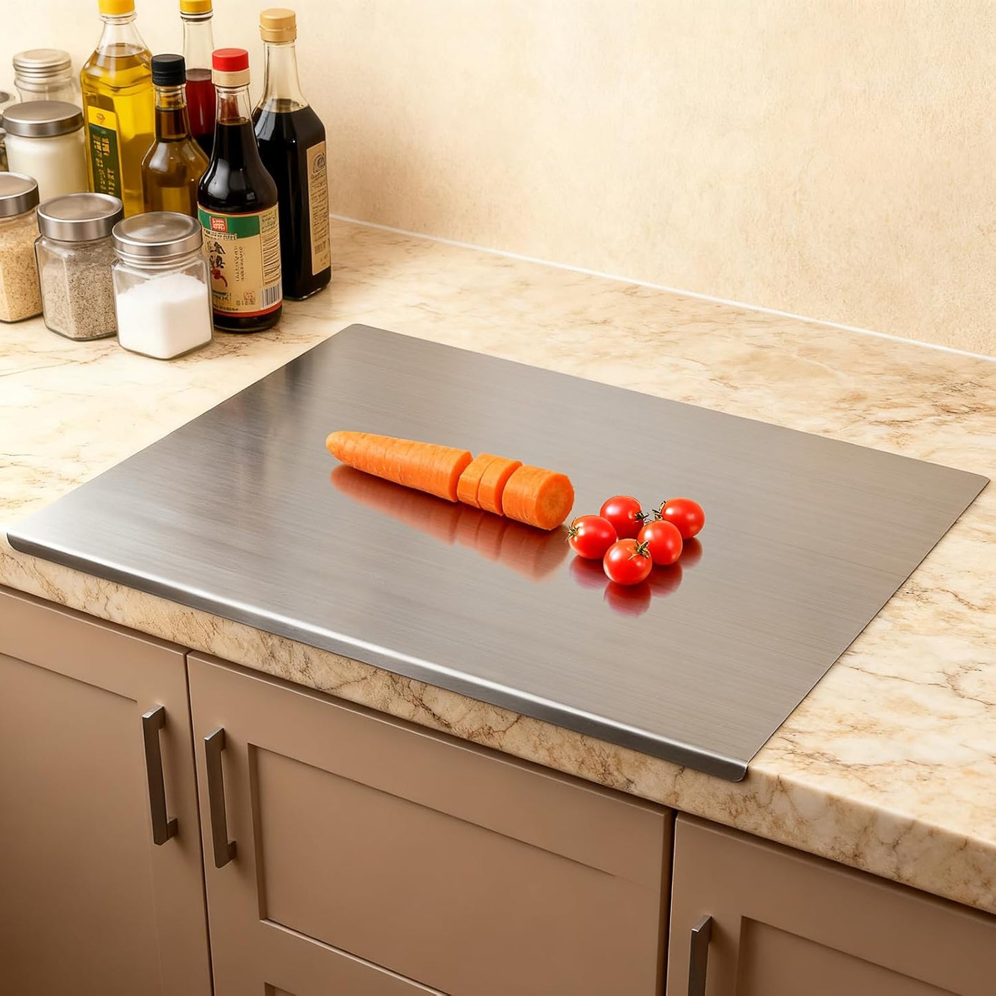 304 Stainless Steel Cutting Board for Kitchen Countertop | Chopping Board Kitchen, Scratch Resistant and Easy to Clean, Cutting Boards for Meat, Fruit, Baking and Vegetable